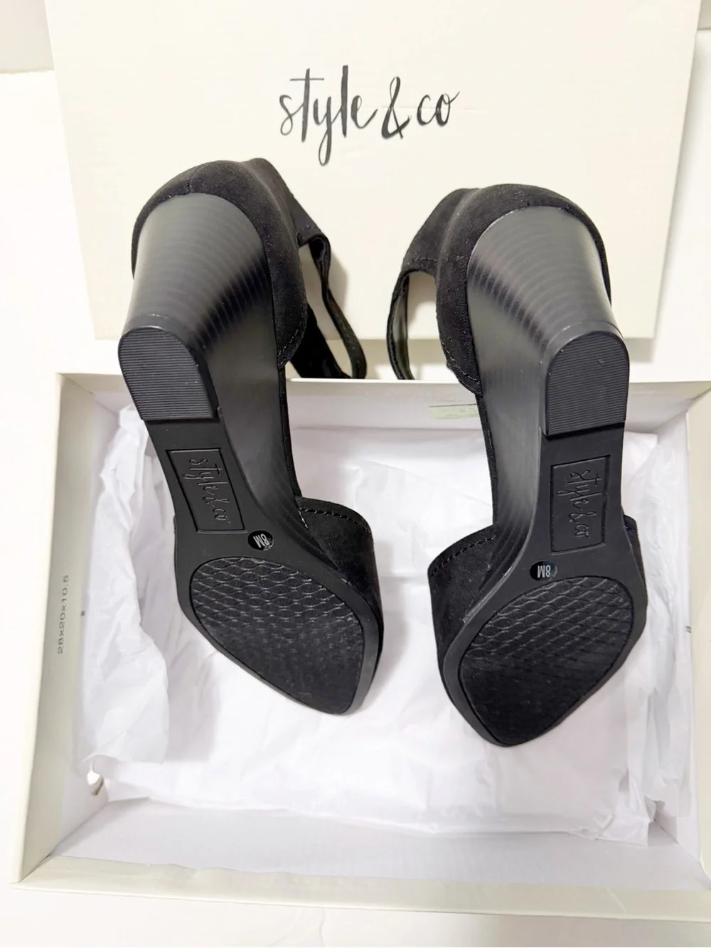 NIB Style & Co. YARAHF Two-Piece Wedge Pump Black Sandals